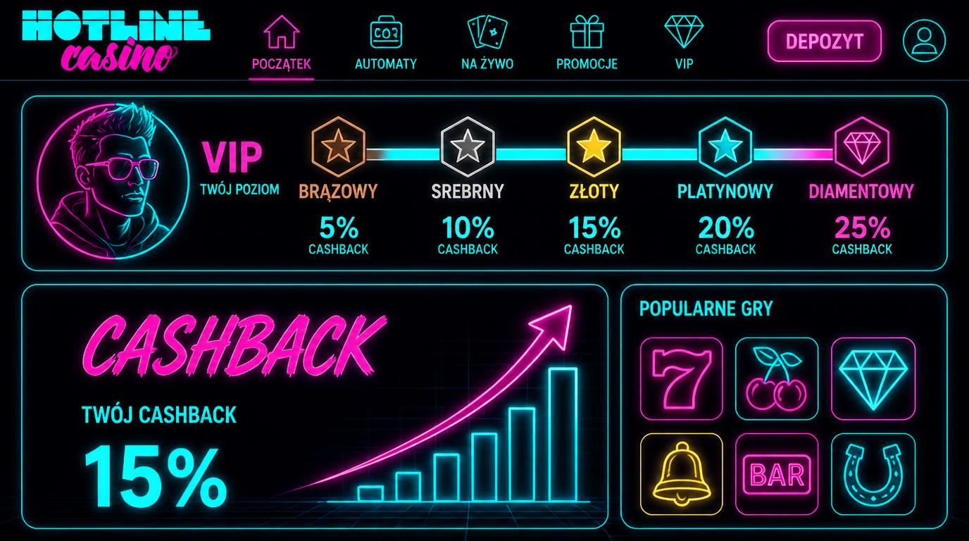 Poziomy VIP z rosnącym cashback i dużą biblioteką gier