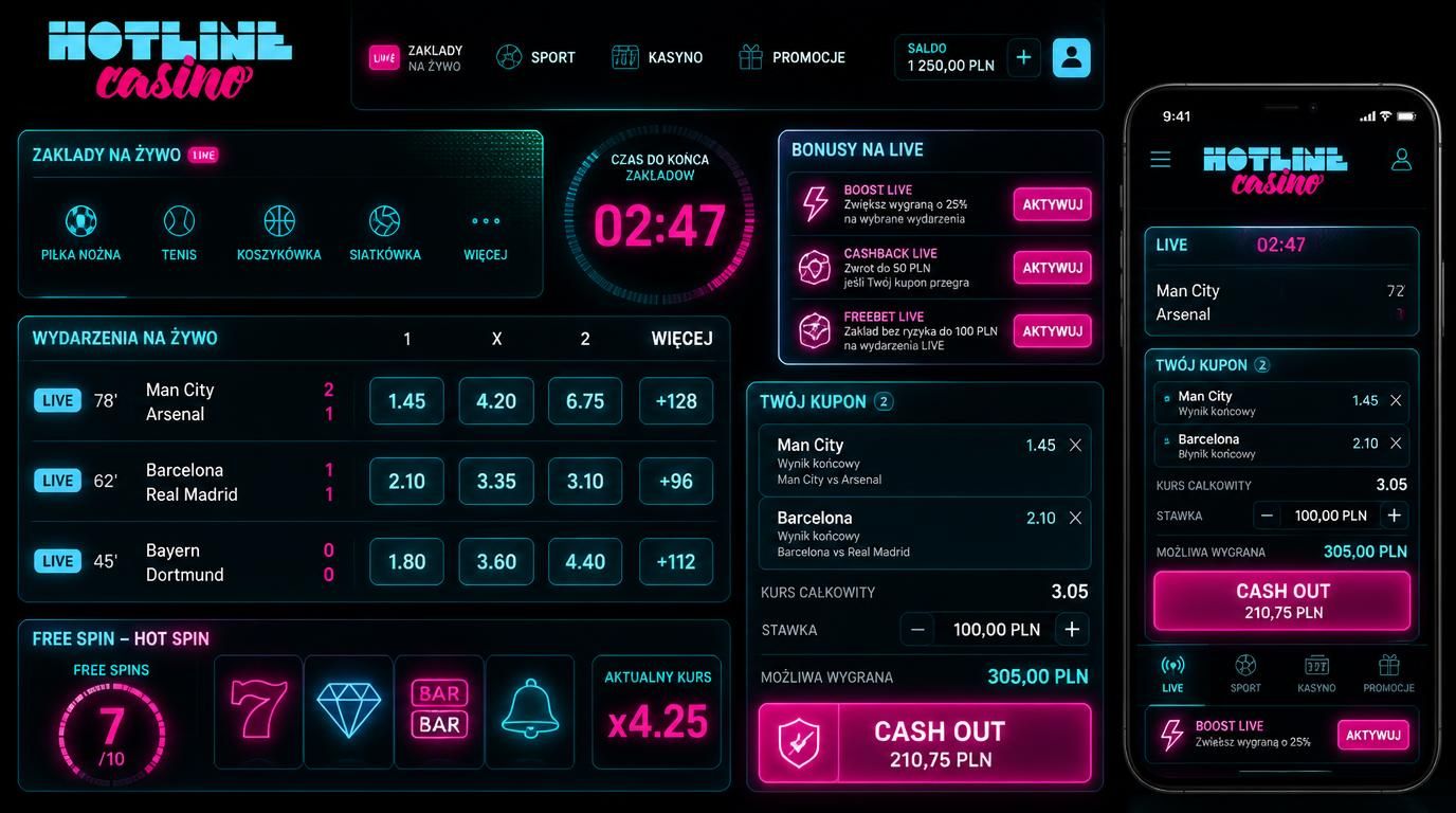ekran live zakładów z opcją Cash Out i bonusami na telefonie