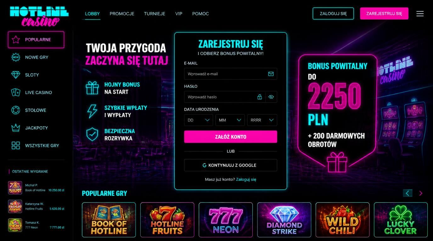 formularz rejestracyjny kasyna z bonusem