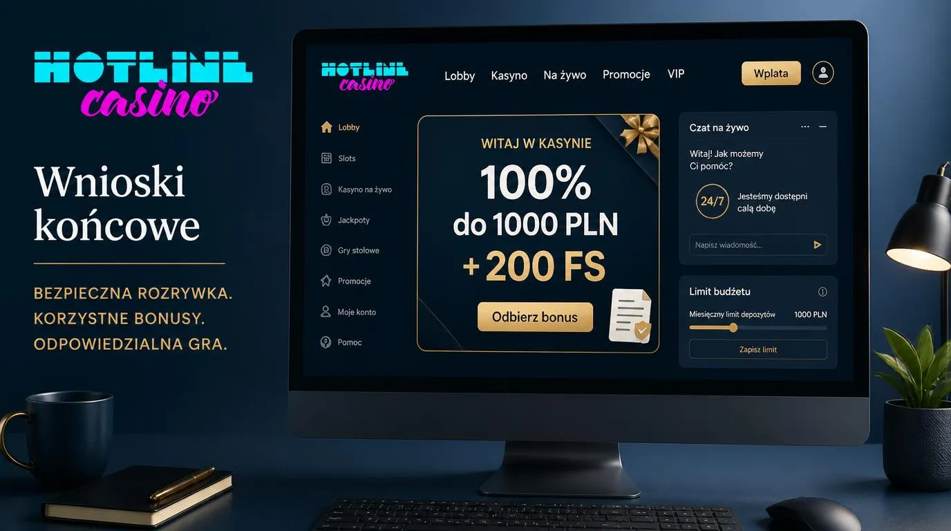 Panel oferty powitalnej z bonusem i ikoną całodobowego czatu obok przycisku ustawienia limitu